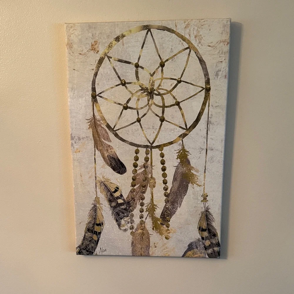 Elegant Gold and Brown Dreamcatcher Canvas Art